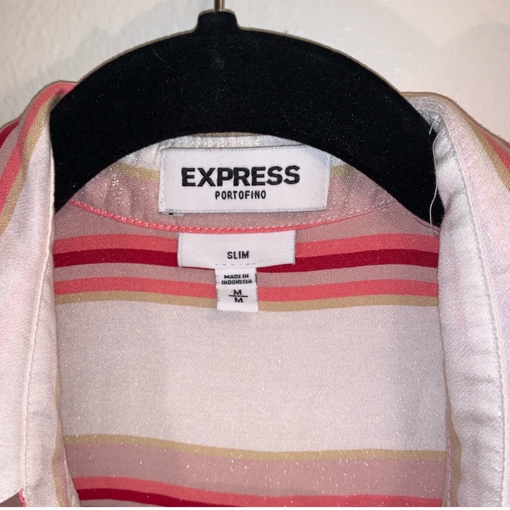 Express Portofino Pink and White Striped Blouse - Picture 6 of 8